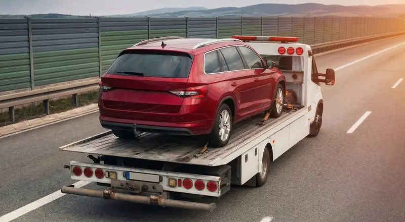 Guincho para carros em Itajaí – carro sendo carregado em plataforma